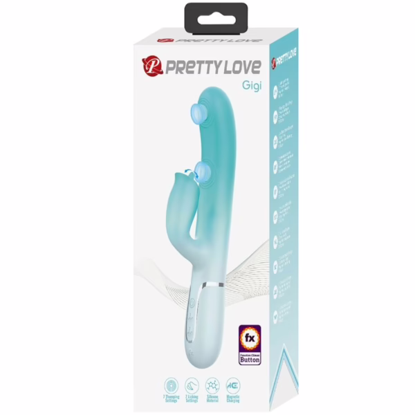 PRETTY LOVE - GIGI VIBRADOR RABBIT MULTIFUNCIÓN VERDE AGUA - Imagen 11