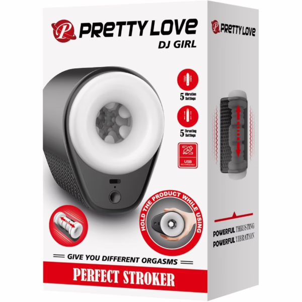 PRETTY LOVE - DJ GIRL MASTURBADOR MASCULINO CON VIBRACIÓN 5 CONFIGURACIONES NEGRO - Imagen 11