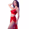 CHILIROSE - CR 4850 SET TOP ROJO Y LEGGINS CON COMPLEMENTOS DORADOS L - Imagen 4