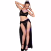 CHILIROSE - CR 4672 TOP NEGRO FALDA Y TANGA CON CADENAS DORADAS S - Imagen 4
