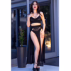 CHILIROSE - CR 4672 TOP NEGRO FALDA Y TANGA CON CADENAS DORADAS S - Imagen 7