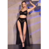CHILIROSE - CR 4672 TOP NEGRO FALDA Y TANGA CON CADENAS DORADAS M - Imagen 8