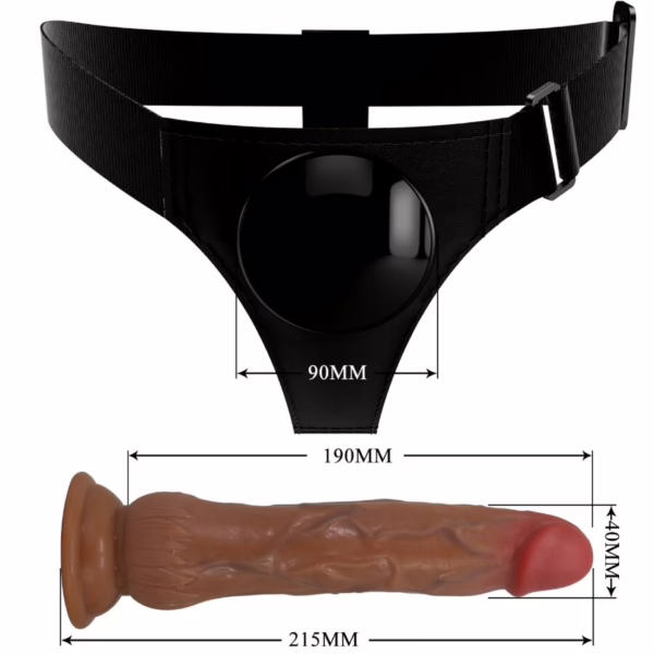 PRETTY LOVE - KYTON HARNESS BRIEFS UNIVERSAL CON DILDO SQUIRTING 19 CM MULATO - Imagen 7