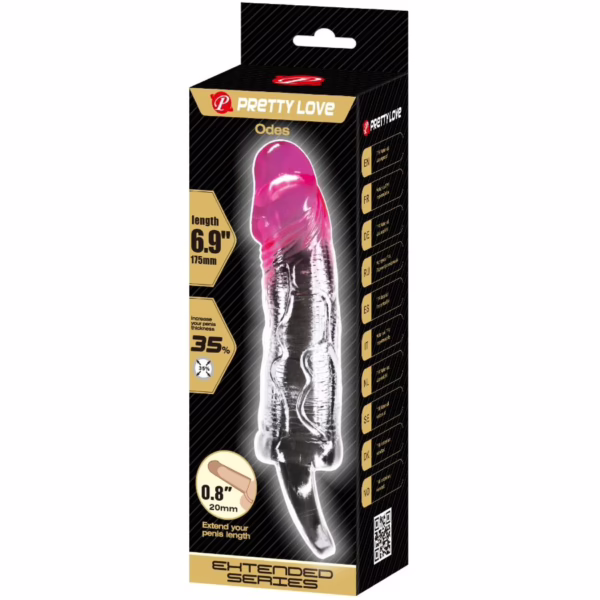 PRETTY LOVE - ODES FUNDA REALÍSTICA ALARGADORA DE 2 CM PARA PENE ROSA - Imagen 7