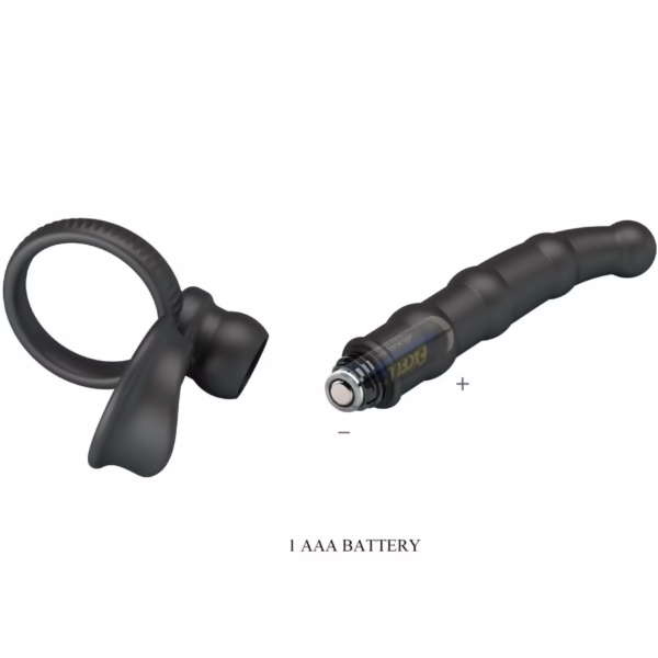 PRETTY LOVE - TATUM ANILLO VIBRADOR PENE CON PLUG 10 VIBRACIONES NEGRO - Imagen 6