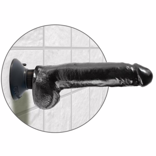 KING COCK - DILDO VIBRADOR CON TESTÍCULOS 23 CM NEGRO - Imagen 4