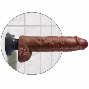 KING COCK - DILDO VIBRADOR CON TESTÍCULOS 25.5 CM COLOR MARRÓN