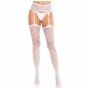 LEG AVENUE - MEDIAS DE CORAZÓN CON LIGAS BLANCO