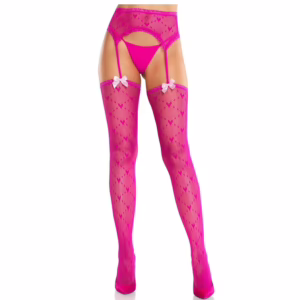 LEG AVENUE - MEDIAS DE CORAZÓN CON LIGAS MAGENTA