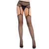 LEG AVENUE - MEDIAS DE ENCAJE CON CRUZ Y PORTALIGAS NEGRO