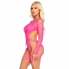 LEG AVENUE - BODY DE REJILLA CON LIGA Y ARNÉS ROSA NEÓN - Imagen 2