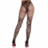 LEG AVENUE - MEDIAS DE ENCAJE DAHLIA CON DETALLE DE RED NEGRO - Imagen 2