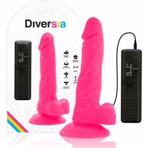 DIVERSIA - DILDO REALÍSTICO FLEXIBLE CON VIBRACIÓN ROSA 18 CM -O- 4 CM