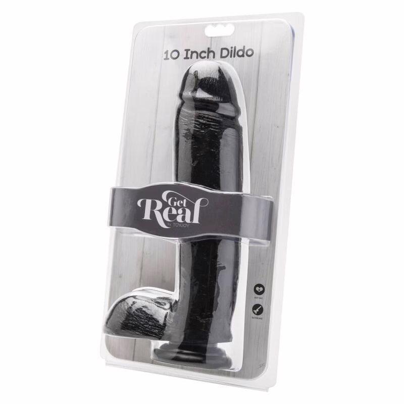 GET REAL - DILDO 25,5 CM CON TESTÍCULOS NEGRO - Imagen 2
