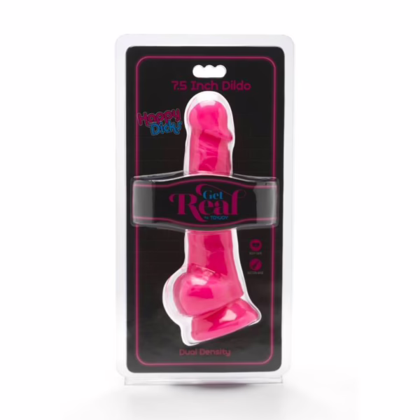 GET REAL - HAPPY DICKS 19 CM CON TESTÍCULOS ROSA - Imagen 4