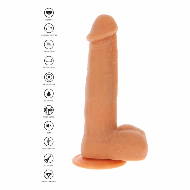 GET REAL - DILDO VIBRADOR CON BOLAS GIRATORIAS NATURAL - Imagen 4