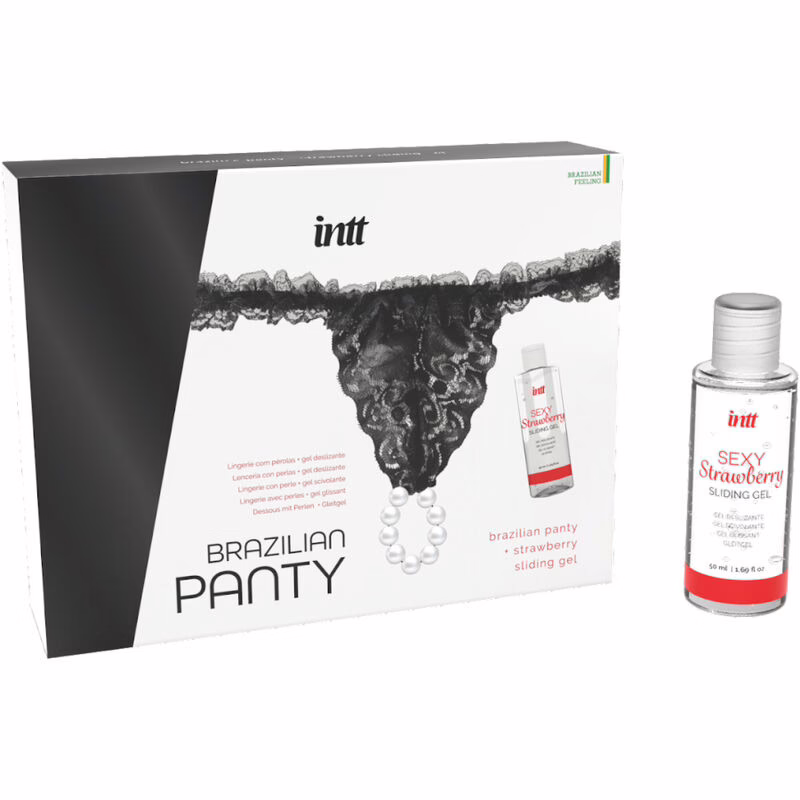 INTT RELEASES - PANTY BRASILEÑA NEGRA CON PERLAS Y GEL LUBRICANTE 50 ML - Imagen 2