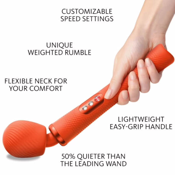 FUN FACTORY - VIM WAND RUMBLE VIBRADOR RECARGABLE SILICONA NARANJA - Imagen 11