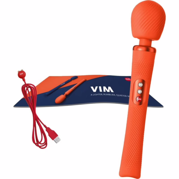 FUN FACTORY - VIM WAND RUMBLE VIBRADOR RECARGABLE SILICONA NARANJA - Imagen 14