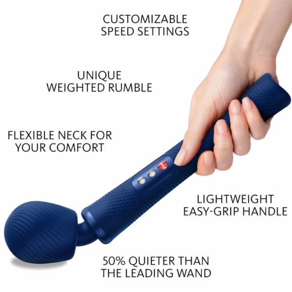 FUN FACTORY - VIM WAND RUMBLE VIBRADOR RECARGABLE SILICONA AZUL MEDIANOCHE - Imagen 11