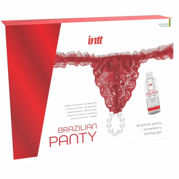 INTT RELEASES - PANTY BRASILEÑO ROJA CON PERLAS Y GEL LUBRICANTE 50 ML - Imagen 4