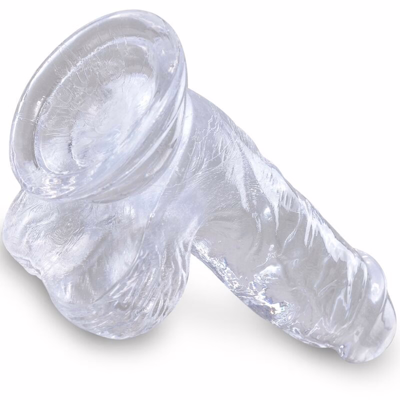 KING COCK - CLEAR PENE REALÍSTICO CON TESTÍCULOS 10.1 CM TRANSPARENTE - Imagen 4