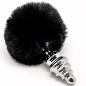 ALIVE - ANAL PLEASURE PLUG ESPIRAL METAL POMPON NEGRO TALLA M