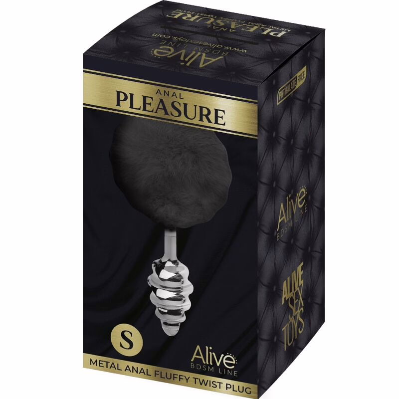 ALIVE - ANAL PLEASURE PLUG ESPIRAL METAL POMPON NEGRO TALLA S - Imagen 3