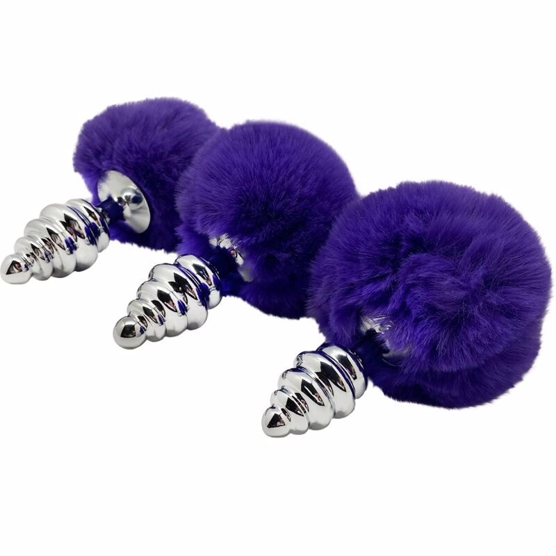 ALIVE - ANAL PLEASURE PLUG ESPIRAL METAL POMPON VIOLETA OSCURO TALLA L - Imagen 9