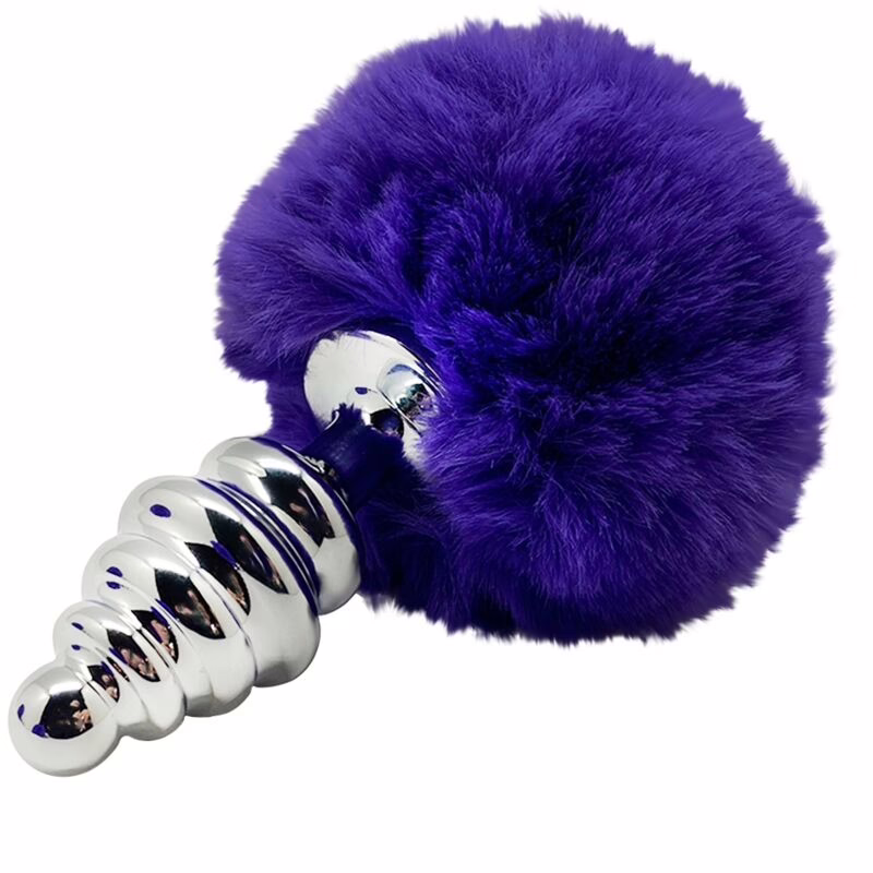 ALIVE - ANAL PLEASURE PLUG ESPIRAL METAL POMPON VIOLETA OSCURO TALLA L - Imagen 6