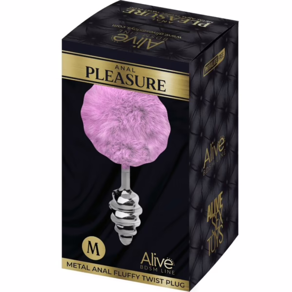 ALIVE - ANAL PLEASURE PLUG ESPIRAL METAL POMPON VIOLETA TALLA M - Imagen 8