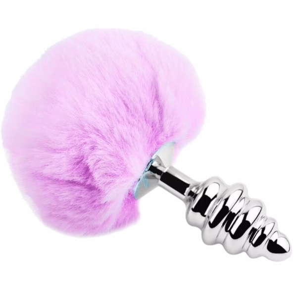 ALIVE - ANAL PLEASURE PLUG ESPIRAL METAL POMPON VIOLETA TALLA M - Imagen 5