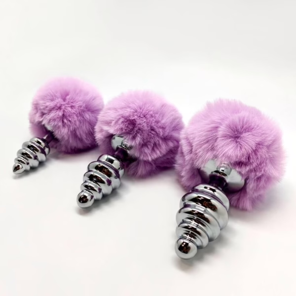 ALIVE - ANAL PLEASURE PLUG ESPIRAL METAL POMPON VIOLETA TALLA M - Imagen 7