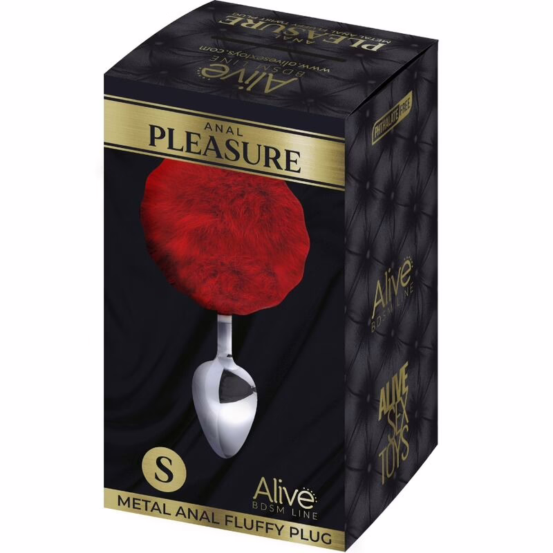 ALIVE - ANAL PLEASURE PLUG LISO METAL POMPON ROJO TALLA S - Imagen 2
