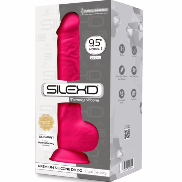 SILEXD - MODELO 1 PENE REALÍSTICO SILICONA PREMIUM SILEXPAN FUCSIA 24 CM - Imagen 6