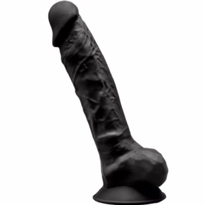 SILEXD - MODELO 1 PENE REALÍSTICO SILICONA PREMIUM SILEXPAN NEGRO 20 CM