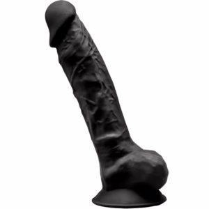 SILEXD - MODELO 1 PENE REALÍSTICO SILICONA PREMIUM SILEXPAN NEGRO 23 CM