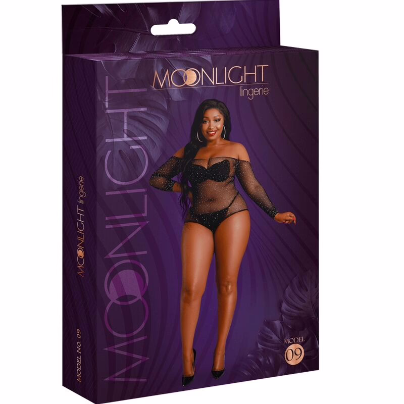 MOONLIGHT - MODELO 9 BODY MANGA LARGA NEGRO BRILLANTE TALLA ÚNICA / PLUS SIZE - Imagen 3