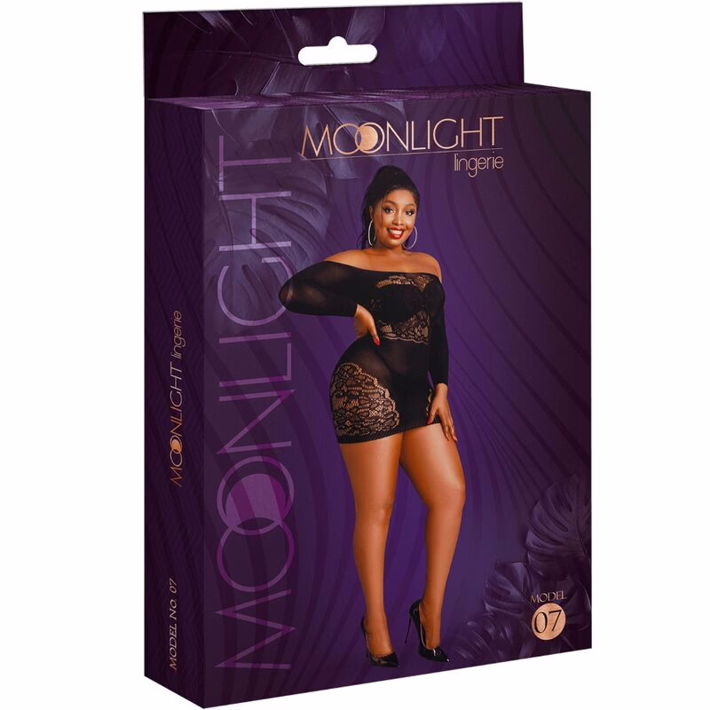 MOONLIGHT - MODELO 7 VESTIDO MANGA LARGA NEGRO TALLA ÚNICA / PLUS SIZE - Imagen 3