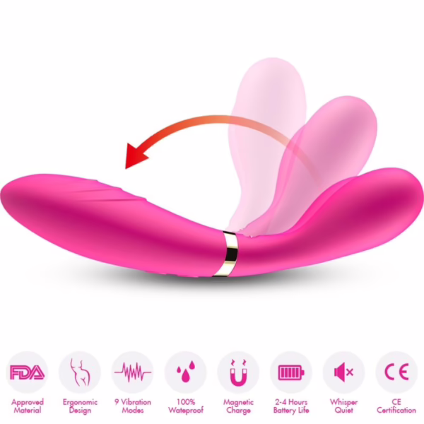 ARMONY - Y-WAND MASAJEADOR & VIBRADOR CABEZA DOBLE FUCSIA - Imagen 3