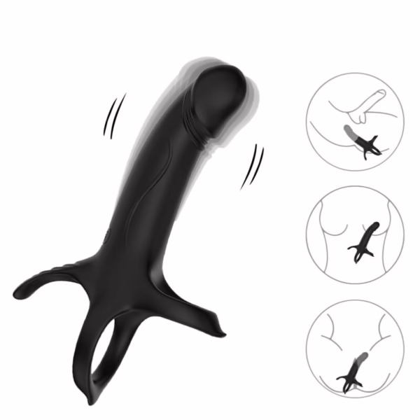 ARMONY - DILDO CON ANILLO & VIBRADOR CONTROL REMOTO NEGRO - Imagen 2