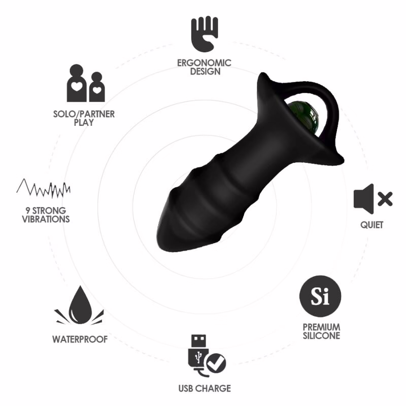 ARMONY - KYLIN DEDAL VIBRADOR & PLUG ANAL CONTROL REMOTO NEGRO - Imagen 3
