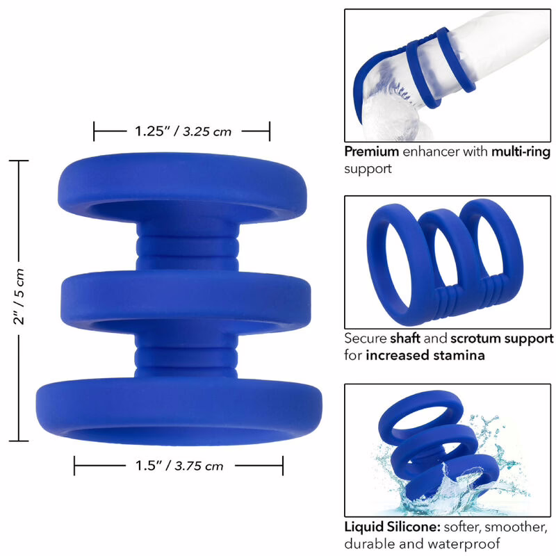 CALEXOTICS - ADMIRAL JAULA TRIPLE PARA PENE AZUL - Imagen 4