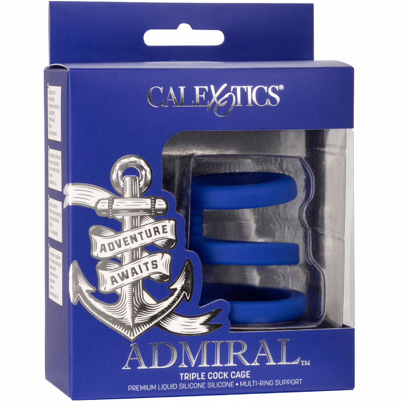 CALEXOTICS - ADMIRAL JAULA TRIPLE PARA PENE AZUL - Imagen 6