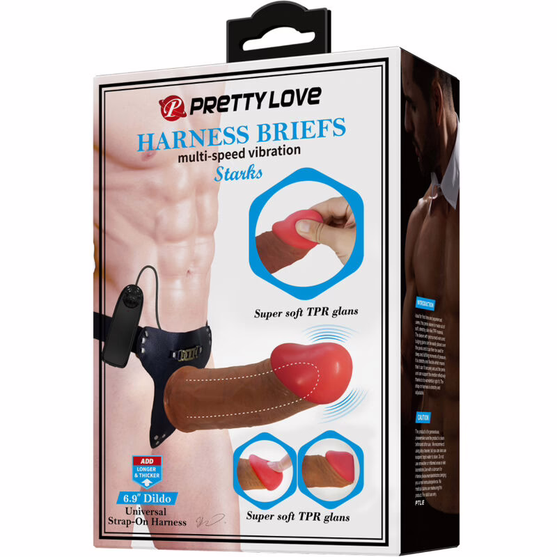PRETTY LOVE - STARKS HARNESS BRIEFS VIBRACIÓN MULTI-VELOCIDAD DILDO 17,5 CM MULATO - Imagen 9