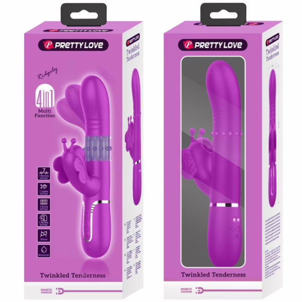PRETTY LOVE - VIBRADOR RABBIT MULTIFUNCIÓN 4 EN 1 MARIPOSA FUCSIA - Imagen 22