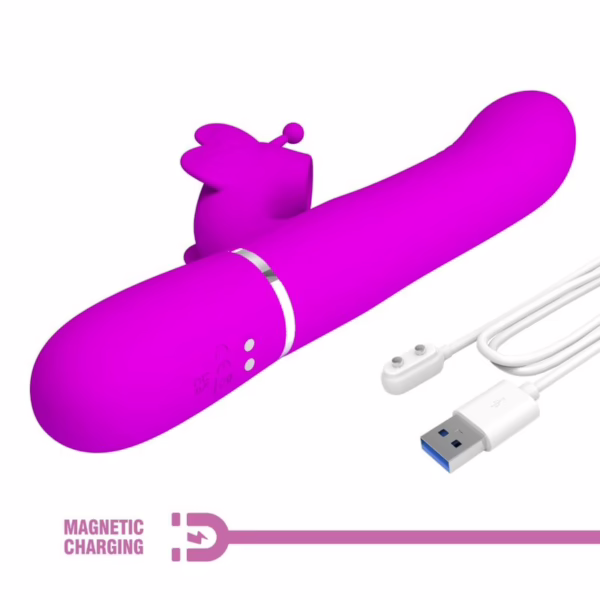 PRETTY LOVE - VIBRADOR RABBIT MULTIFUNCIÓN 4 EN 1 MARIPOSA FUCSIA - Imagen 20