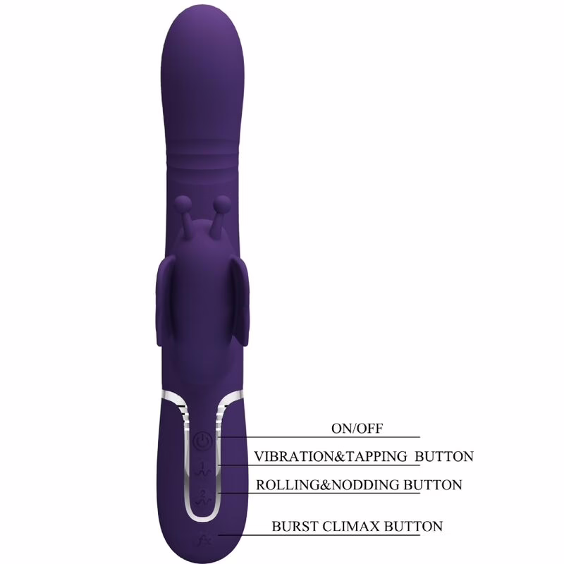 PRETTY LOVE - VIBRADOR RABBIT MULTIFUNCIÓN 4 EN 1 MARIPOSA MORADO - Imagen 8