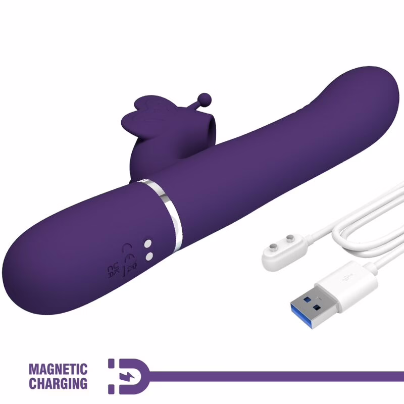 PRETTY LOVE - VIBRADOR RABBIT MULTIFUNCIÓN 4 EN 1 MARIPOSA MORADO - Imagen 9