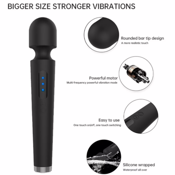 ARMONY - X POWER LARGE MASAJEADOR & VIBRADOR 7 VIBRACIONES NEGRO - Imagen 9